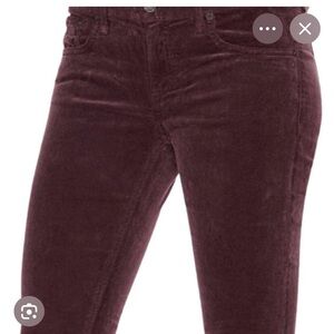 Rag & Bone Burgundy Velvet Skinny Jeans. Size 28.